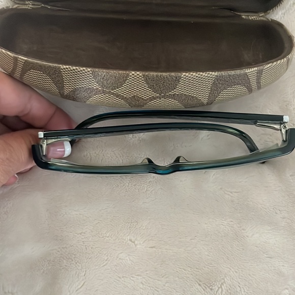 Coach teal women’s eyeglasses with signature c monogram on inner arms. - Picture 12 of 16